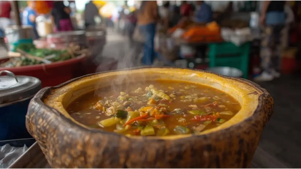 Tacacá servido em cuia no Ver-o-Peso, Belém, Pará
