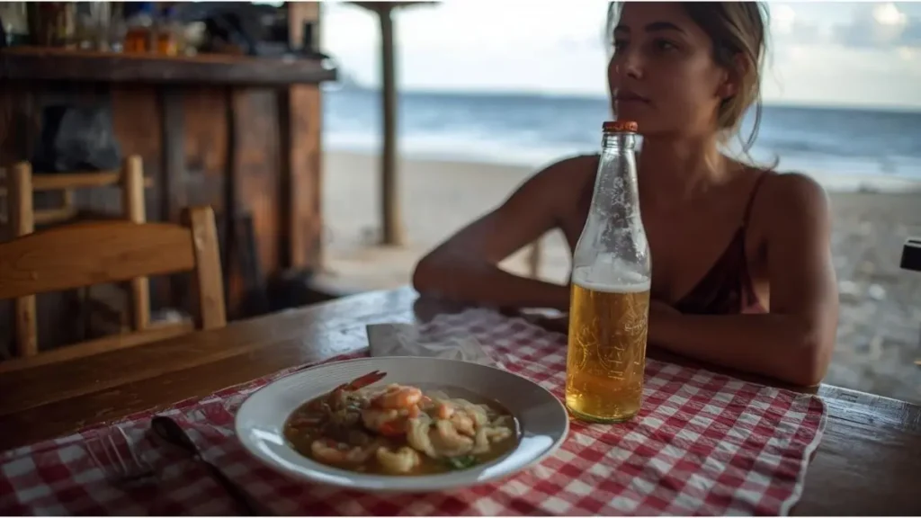 Ceia simples em barraca de Mundai com frutos do mar frescos, experiência real testada por mim
