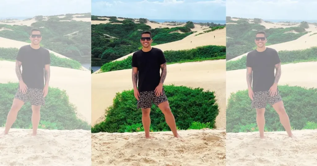 Felipe Santos explorando as dunas de Porto Seguro, Bahia